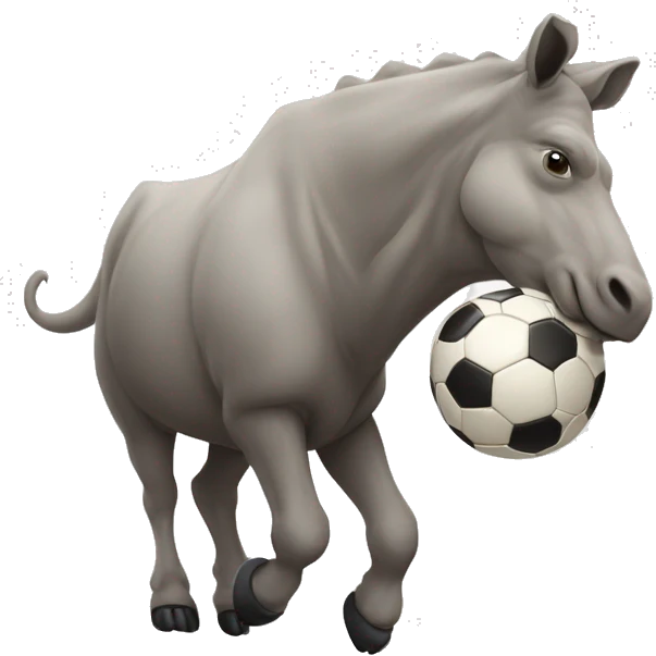 Rinoceronte forte e com raiva segurando uma bola de soccer na mão  emoji