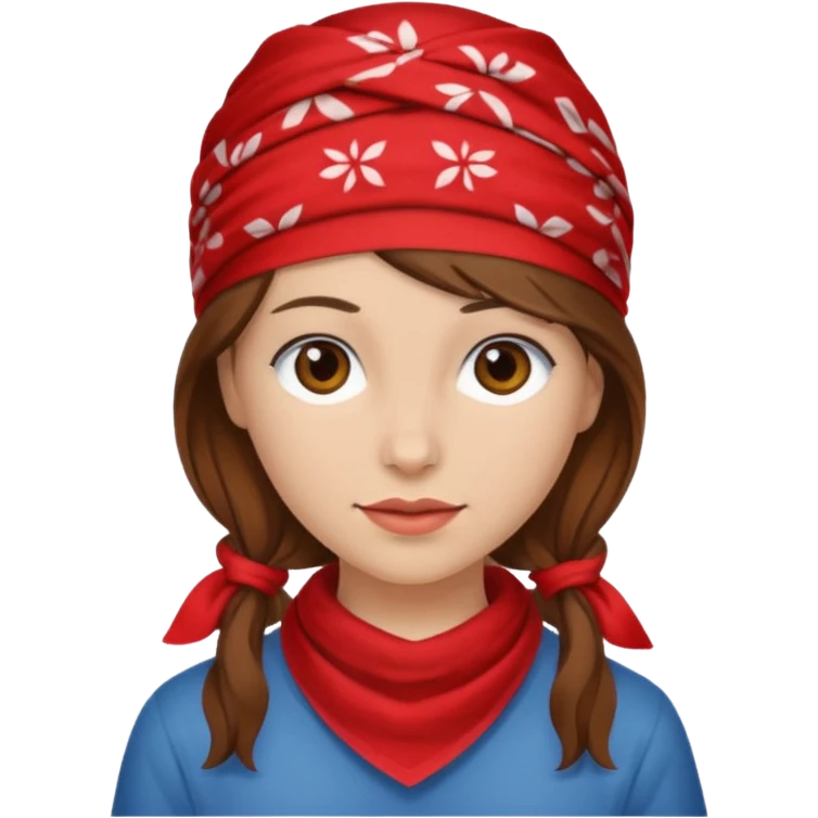 brown haired woman with wearing red bandana emoji