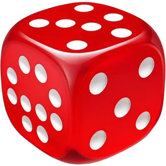red casino dice with white dots, emoji style emoji