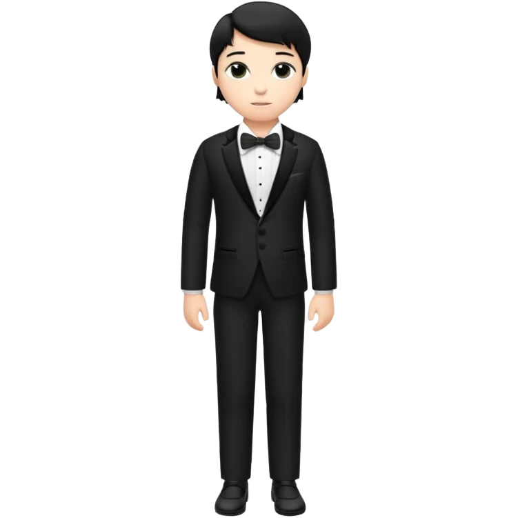 white boy with black hair in a tuxedo. full body emoji