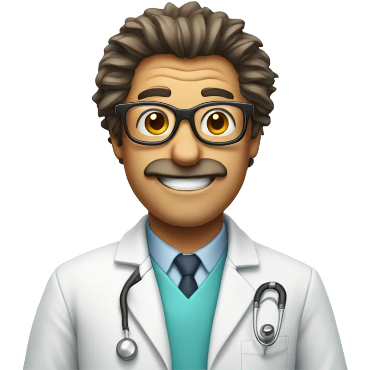 Crazy doctor with beer emoji
