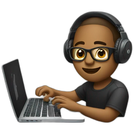 Music Producer making music in a Macbook emoji
