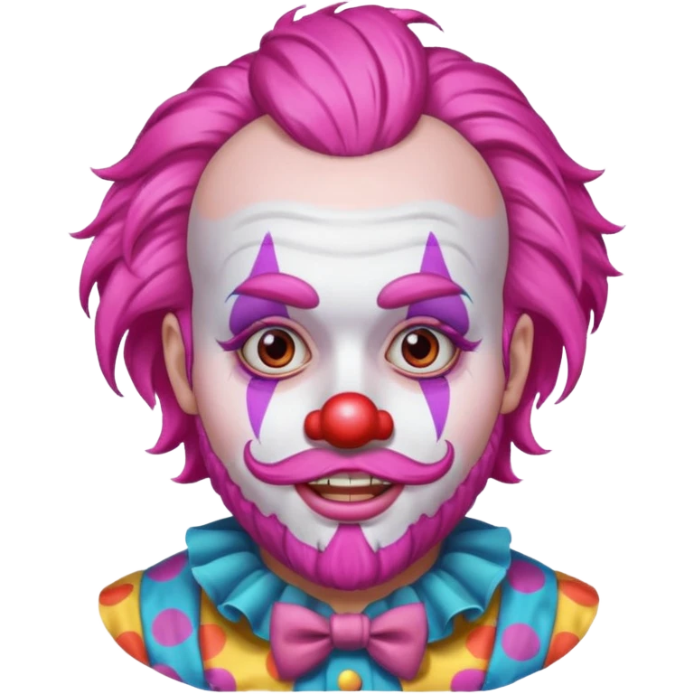 clown with beard, clown outfit, pink hair emoji