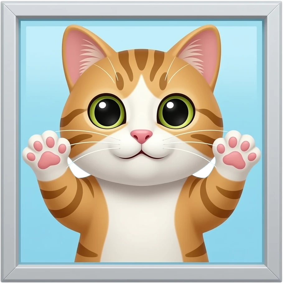 un chat qui a les deux mains devant comme si il se tenait a la fenetre emoji