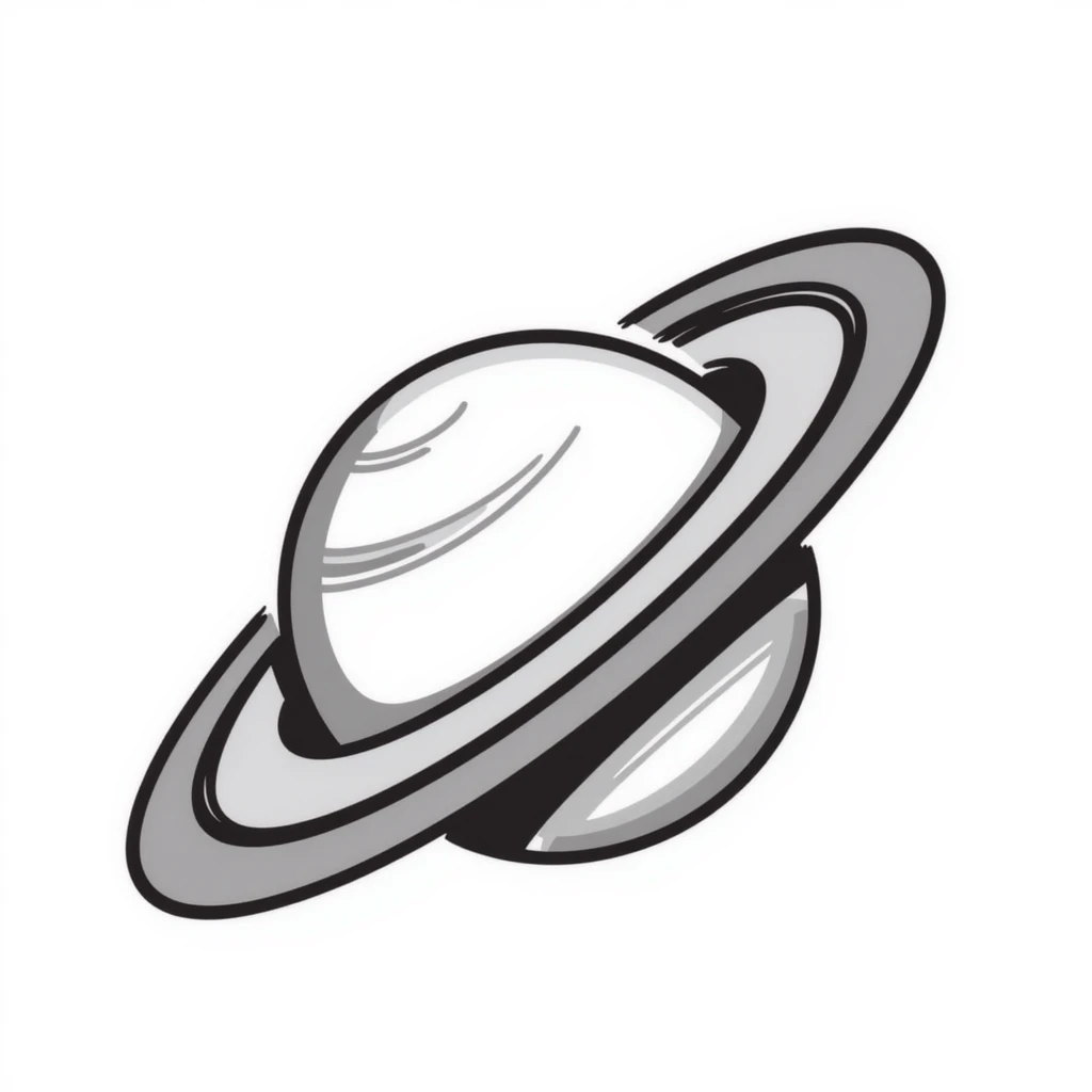 Hand-drawn Saturn planet in grey tones emoji