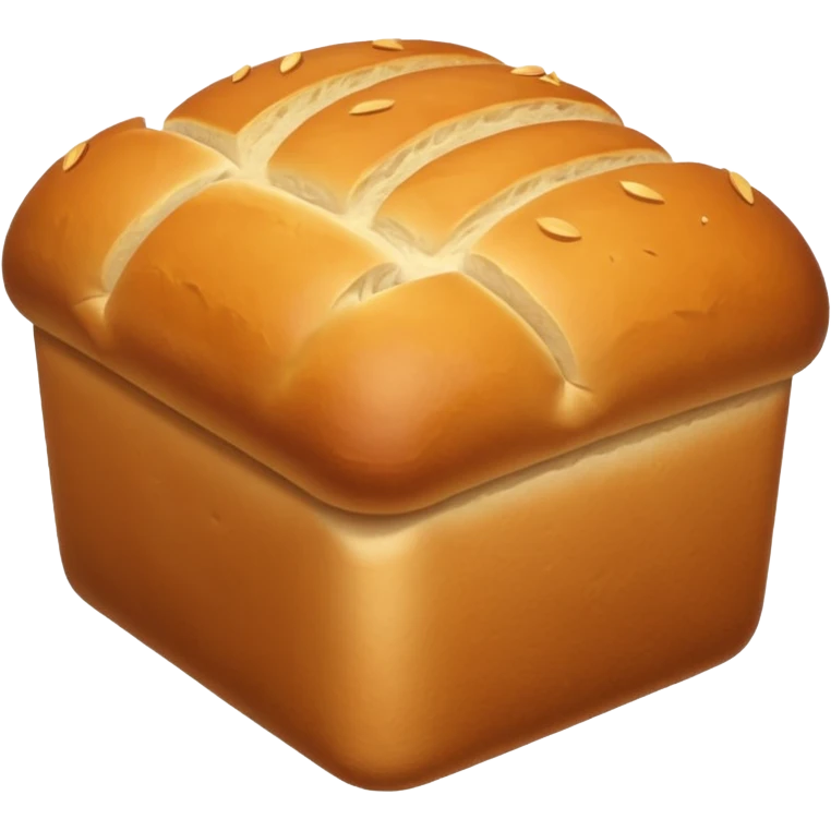 loaf bread object icon, classic bread loaf, golden brown crust, soft texture, 3D cartoon, mobile game icon style, centered, clean background, no text, no watermark
 emoji