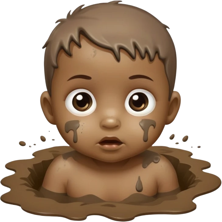 dirty baby with mud on face looking sneaky mischievous emoji