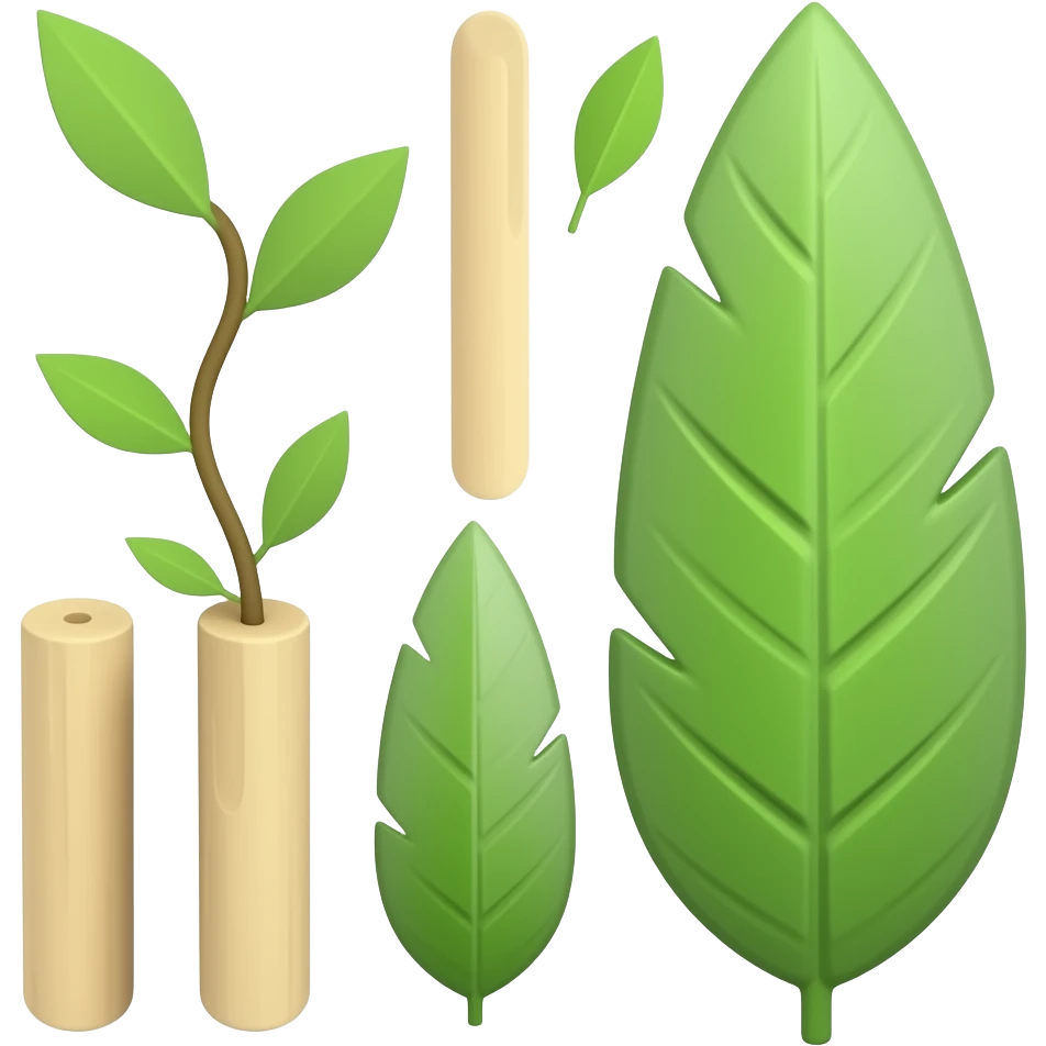 3D sticks and leaves emoji