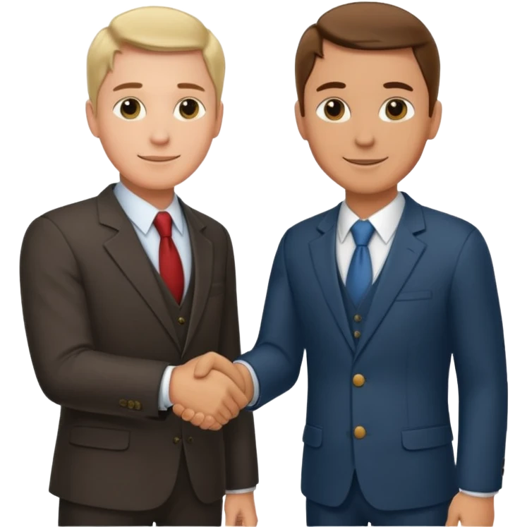 Man in a suit shaking hands with a farmer emoji