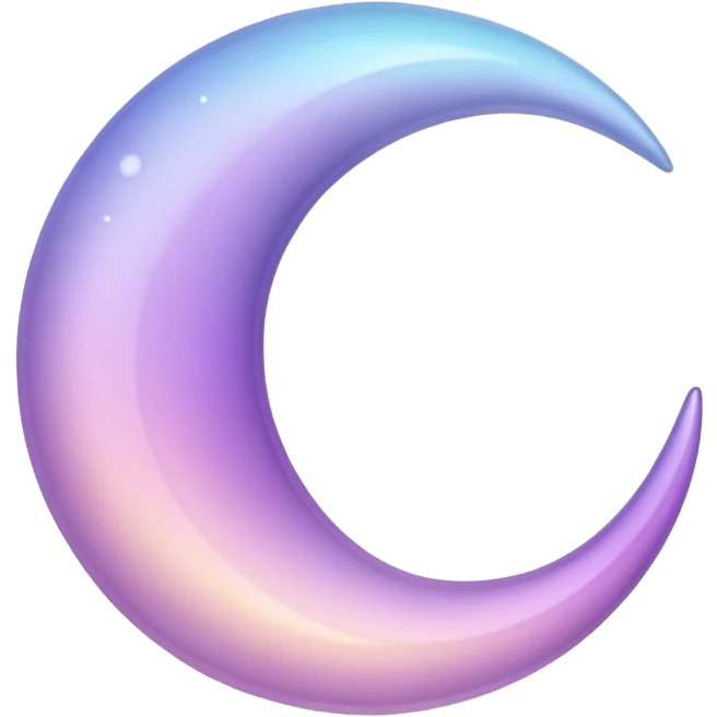 Sparkly glossy Pastel lilac-gradient crescent emoji