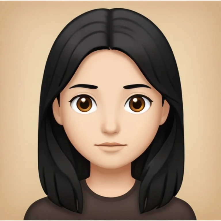 Pelo negro, ojos cafe, pelo largo emoji
