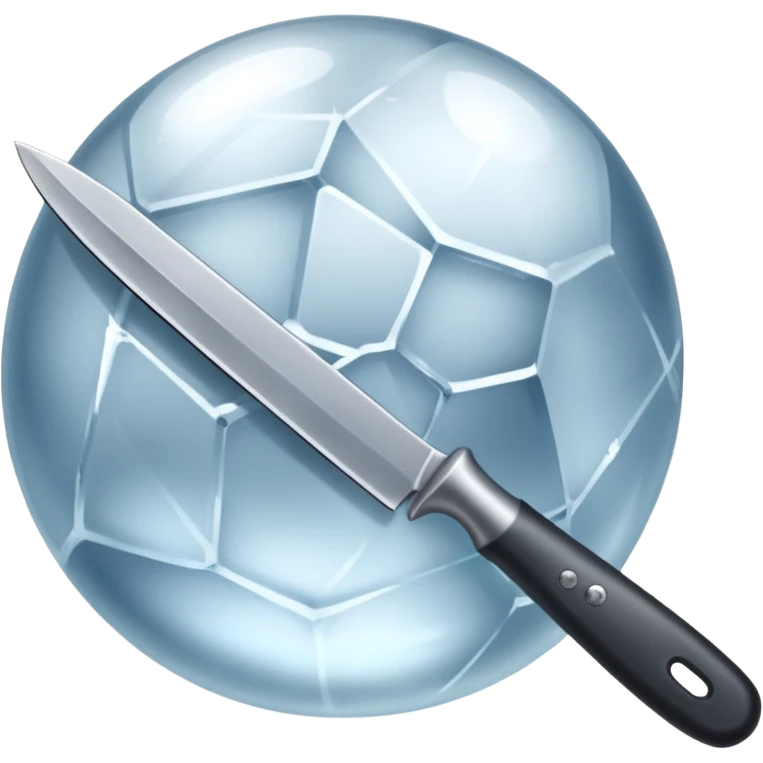 The knife is only visible from above, its tip showing from behind the ice ball. emoji