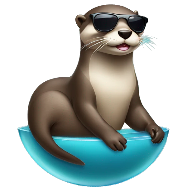 Laid back otter with sunglasses chilling with martini emoji