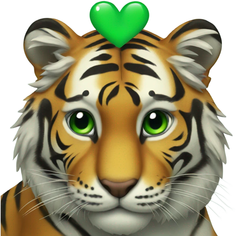 Tiger with a big green heart emoji
