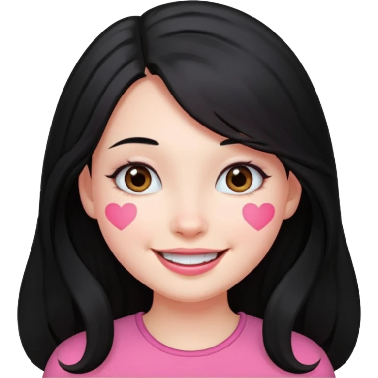 Clean girl long and black Hair and pink Cheek emoji