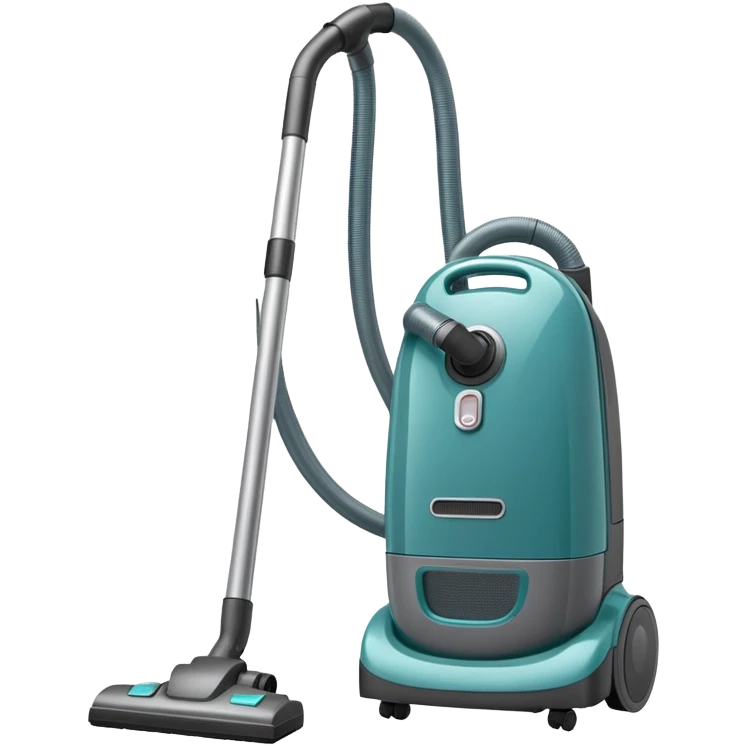 Closeup of dusty Teal tilted upright vacuum cleaner  emoji