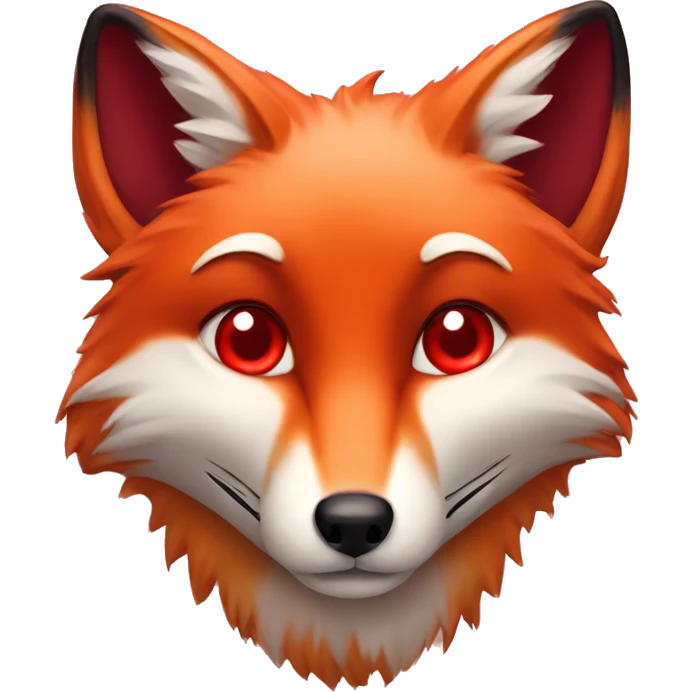 deep lush red fox face with tiny red heart instead of eyes emoji