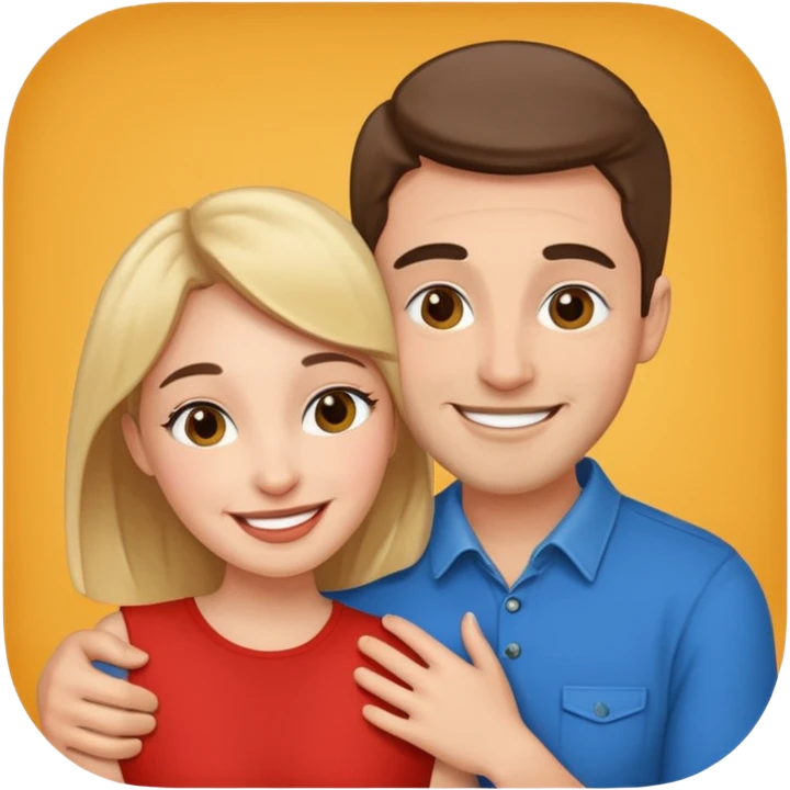 Couple hugs on photobooths emoji