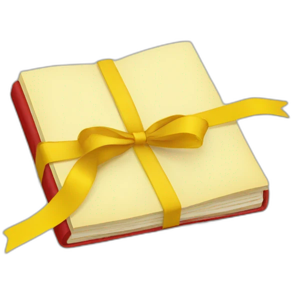 cahier rouge avec ruban jaune emoji