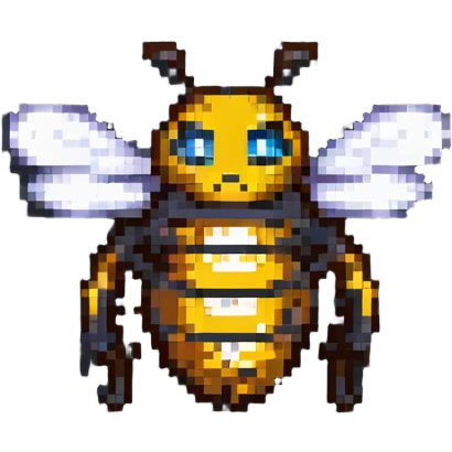 pixel art soldier bee, determined expression emoji