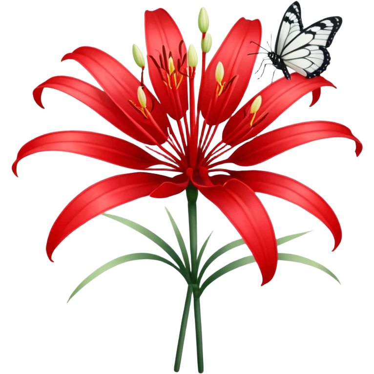 Red spider Lilly with white butterfly  emoji