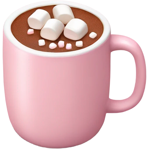 Light Pink mug of hot chocolate with marshmallows  emoji
