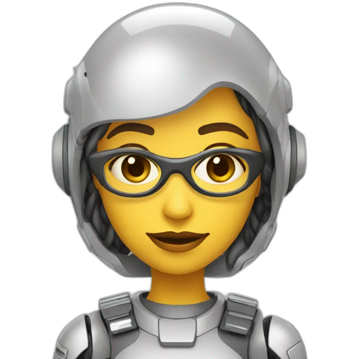 Female AI based teacher deressed like a futuristic robotic astrounaut emoji