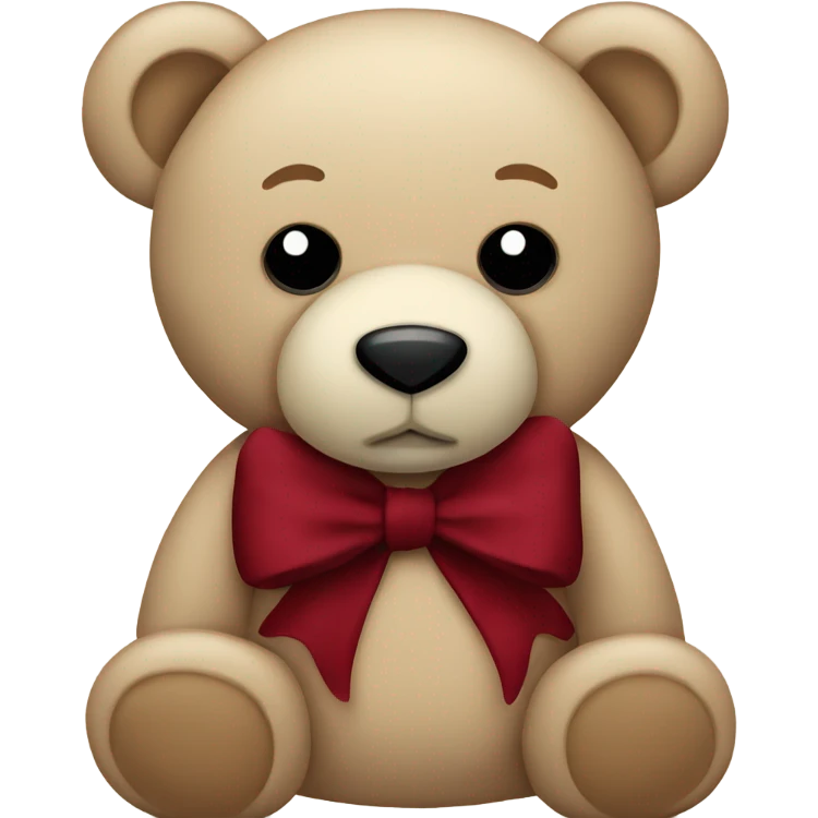 Beige teddy bear with a dark red bow emoji
