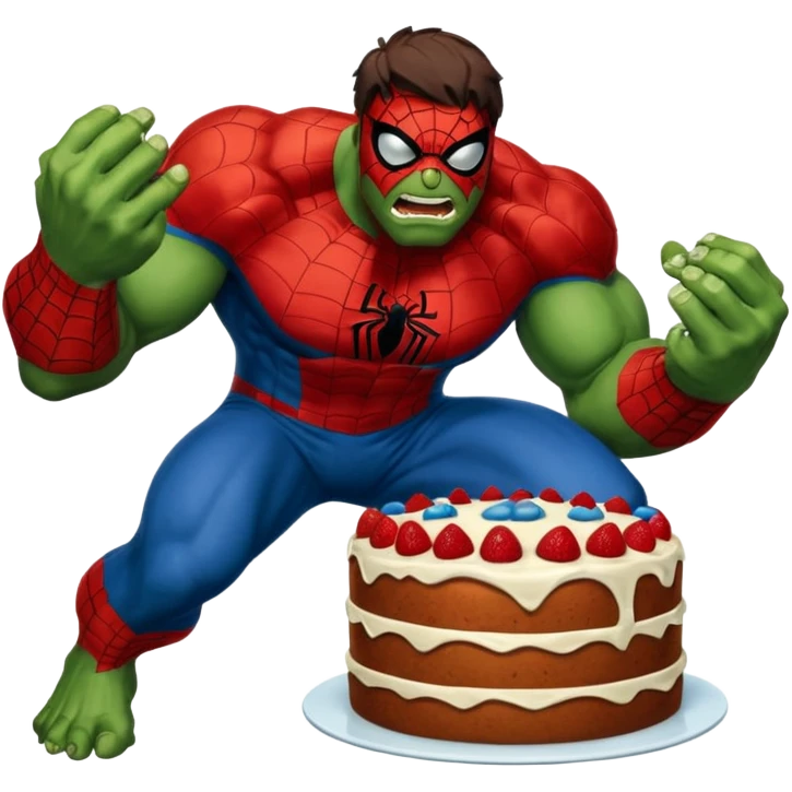 Homem aranha levando torta na cara de Hulk emoji