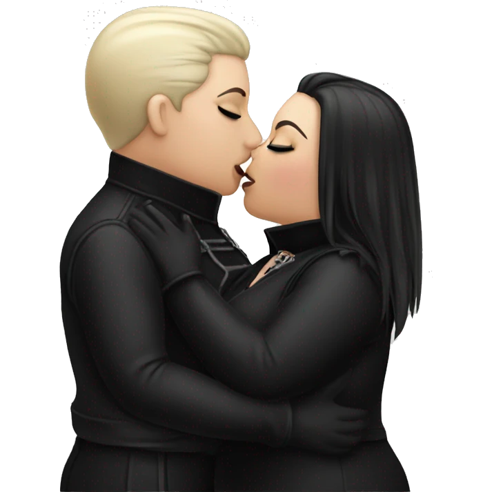 plus size women kissing, goth emoji