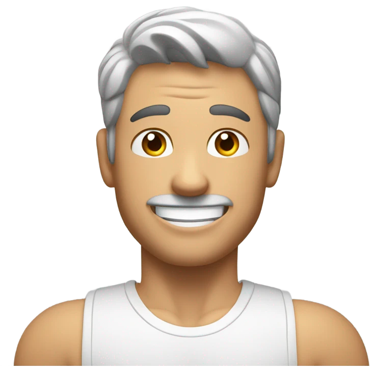 white muscle guy hands behind head smiling emoji