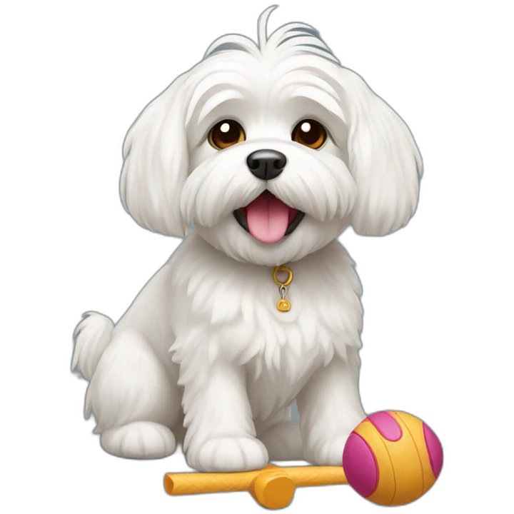 Maltese dog playing toy emoji