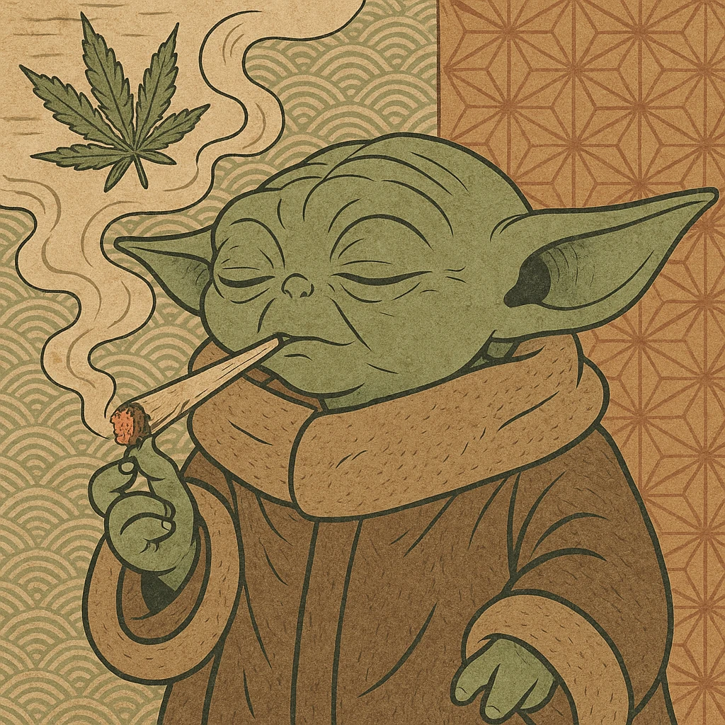 baby yoda smoking cannabis emoji