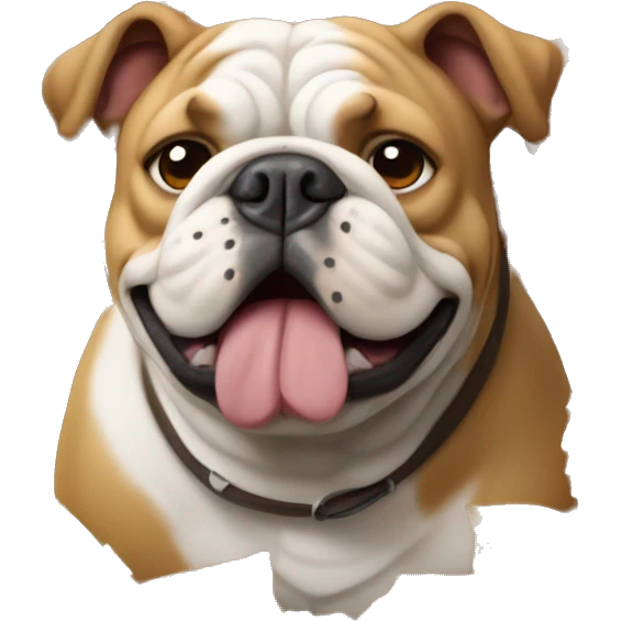 Bulldog in leaf pile emoji