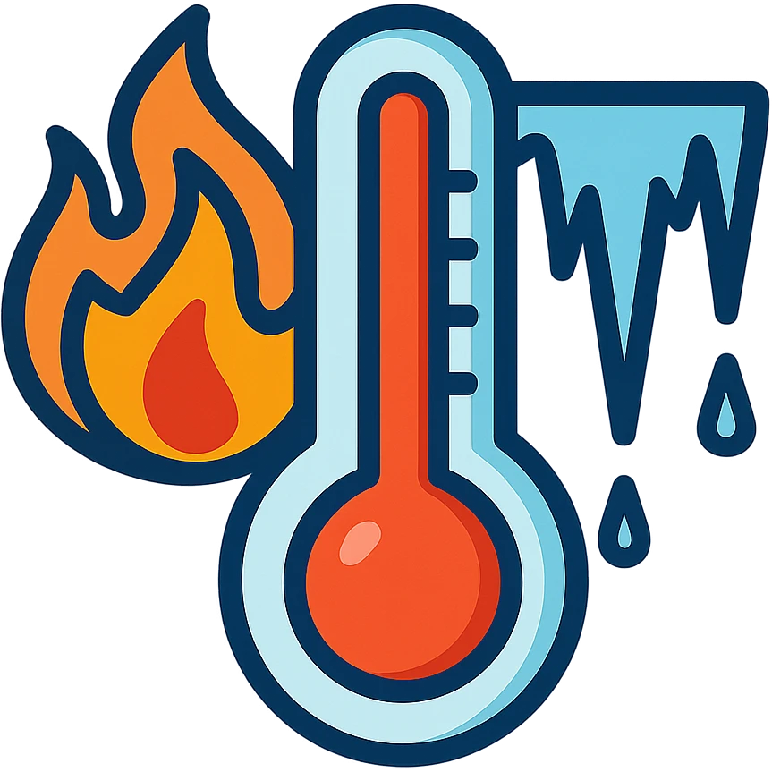thermometer with both flames and icicles, representing hot but cold emoji