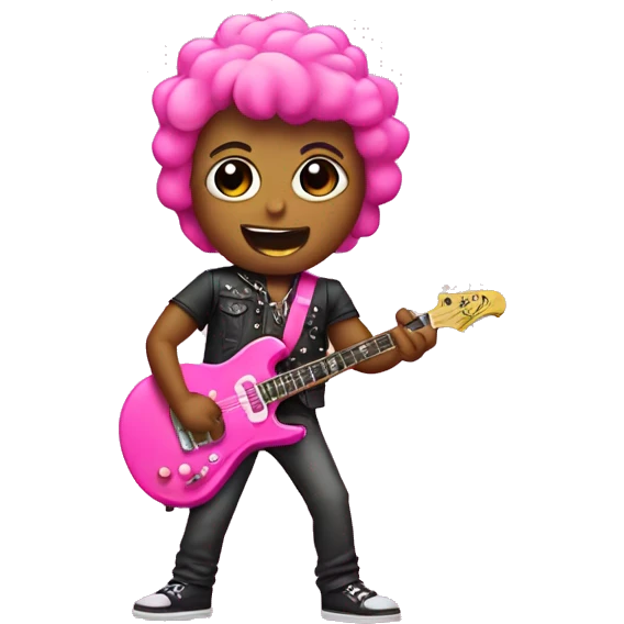 Make a picture of a rockstar in pink  emoji