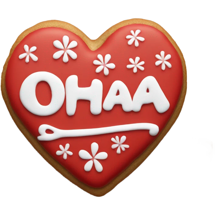 Red cookie heart with ohana emoji