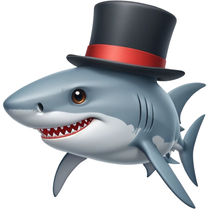 Shark with a top hat emoji