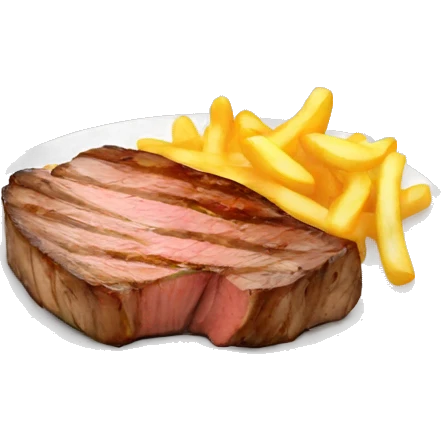 a meal dish with steak and chips emoji
