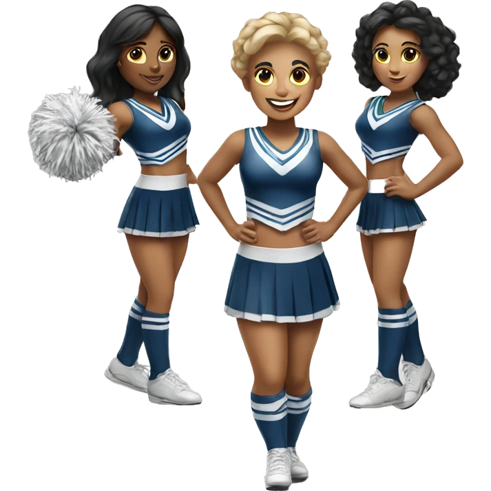 Three female cheerleaders one Hispanic two black  emoji