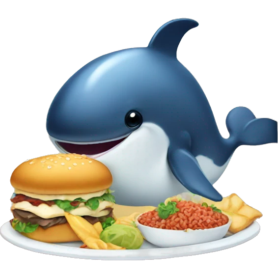 Whale eating food emoji