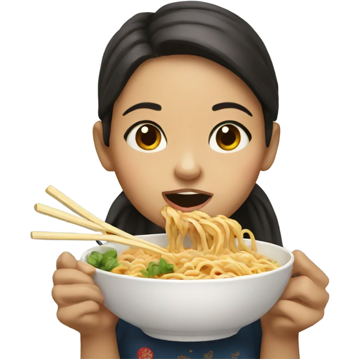 Girl eating ramen emoji
