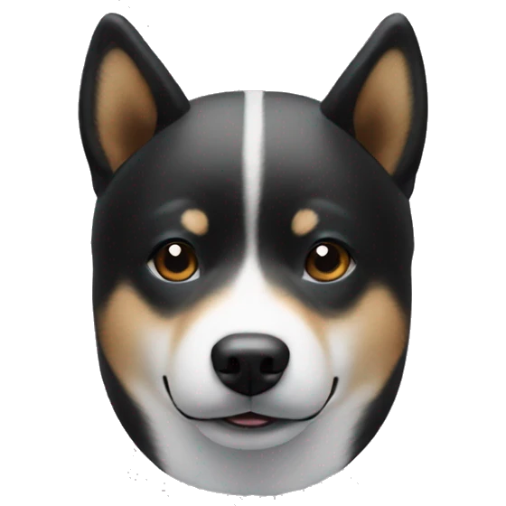 black shiba inu with silver airpods max on head emoji