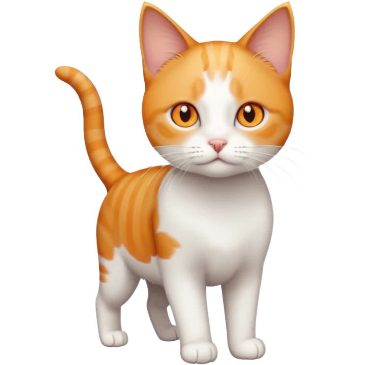 full body small short hair ginger and white cat with orange eyes  emoji