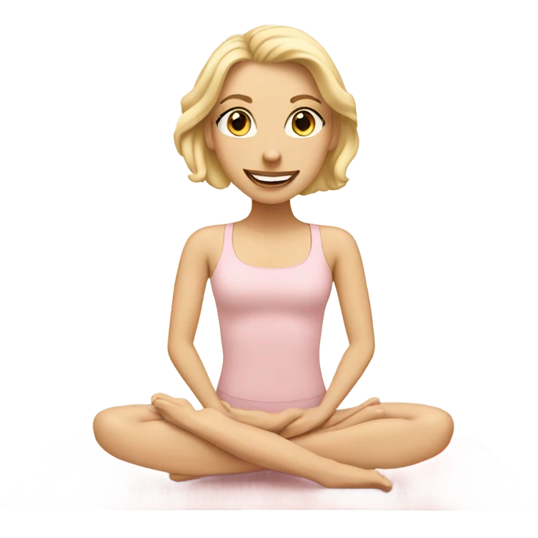 A blonde white Pilates girl in light pink clothes with beige fitness mat emoji