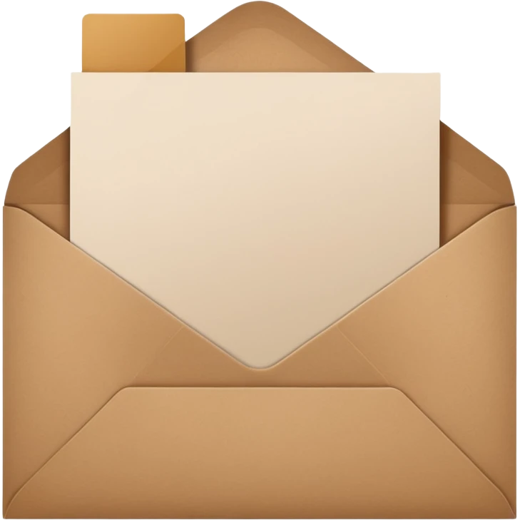 blank greeting card open with brown envelope next to it emoji