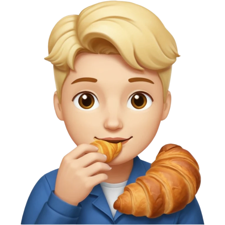 Белокожий бариста ест круассан emoji
