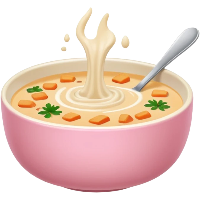yummy soup in pink bowl emoji