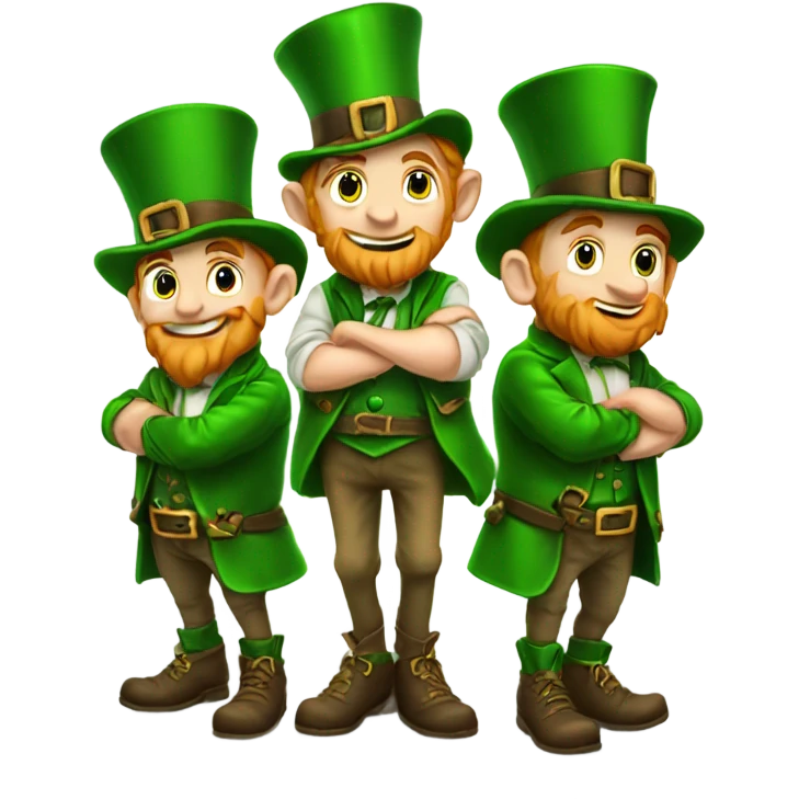 Three leprechauns standing vertical on each others shoulder’s  emoji