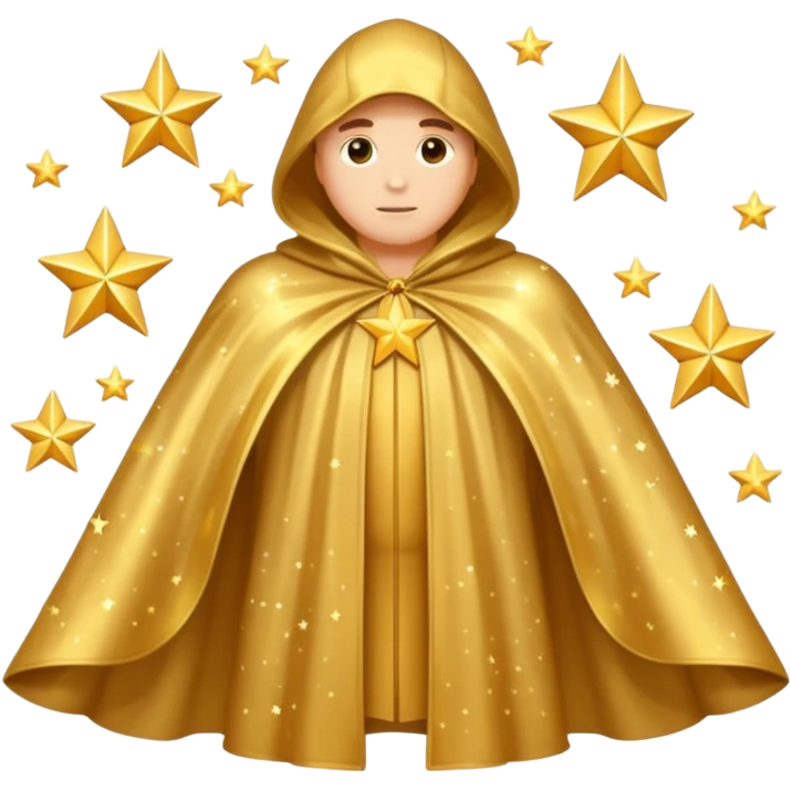 a fantasy  magic, gold color with star pattern cloak emoji